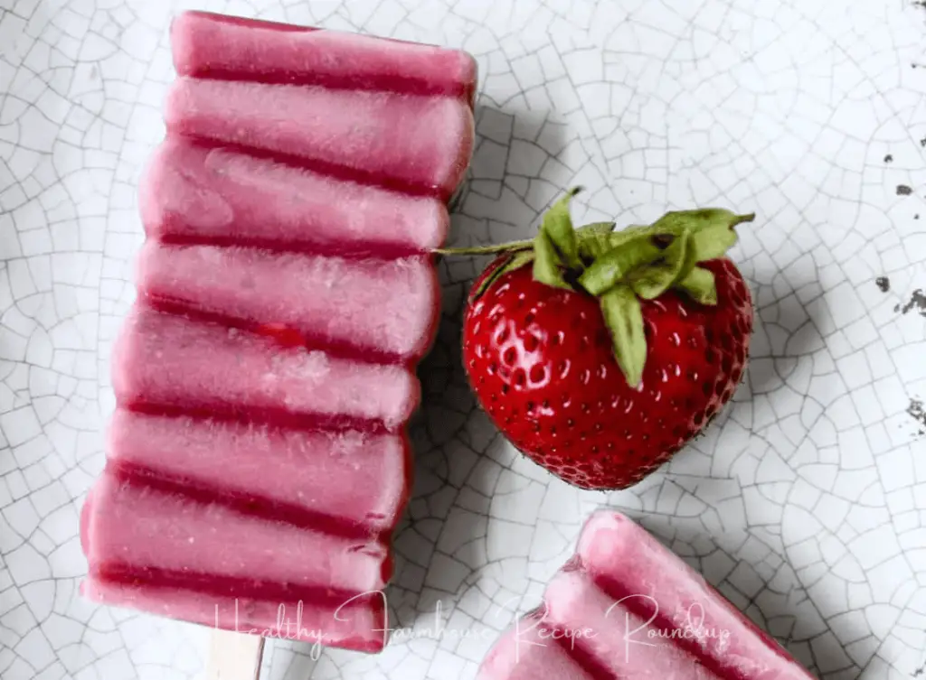 Unique strawberry popsicle recipes shaped mold with strawberries
