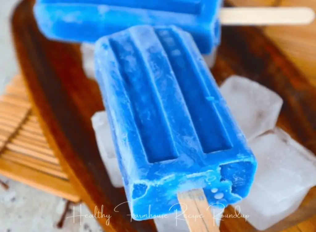 Bright blue popsicles on ice