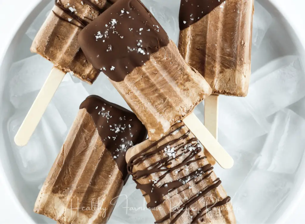 Healthy fudgsicles dipped in chocolate