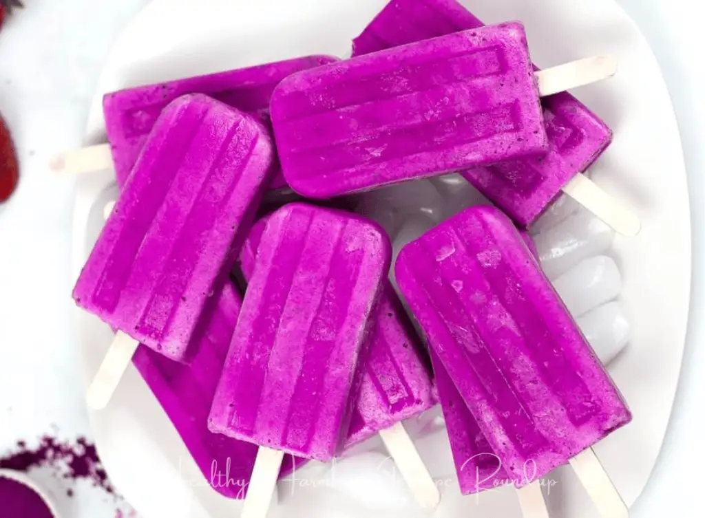 Bright purple dragon fruit popsicle recipe
