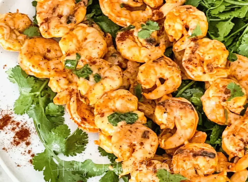 Grilled shrimp seafood kabobs with herbs