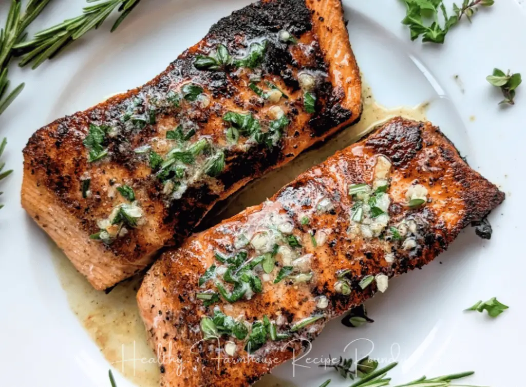 2 grilled salmon fillets with herbs