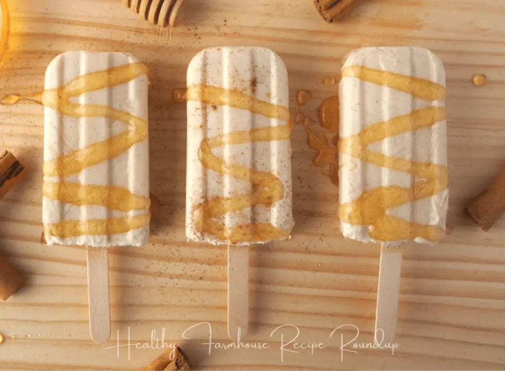 Healthy Popsicles covered in a honey drizzle