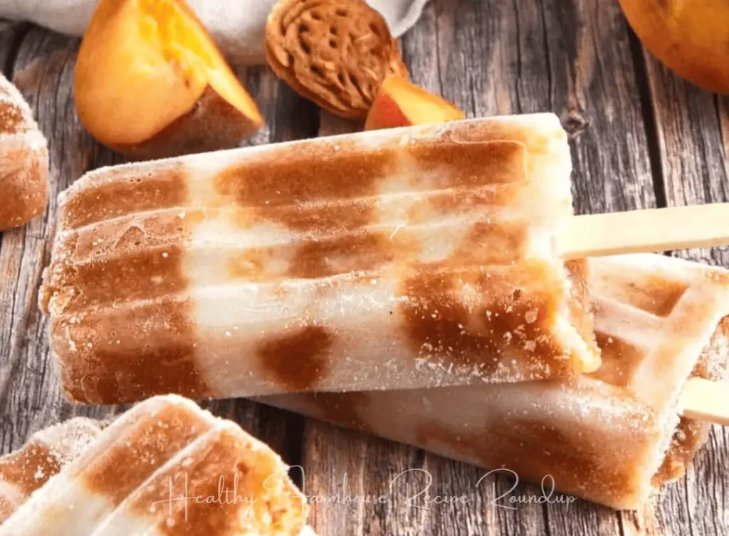 Brown and white peaches and cream fruit popsicle recipe