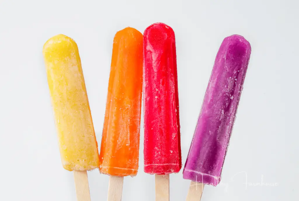 4 Brightly colored popsicles