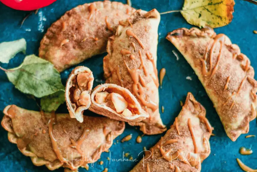 Apple empanada dessert recipe with caramel drizzle 