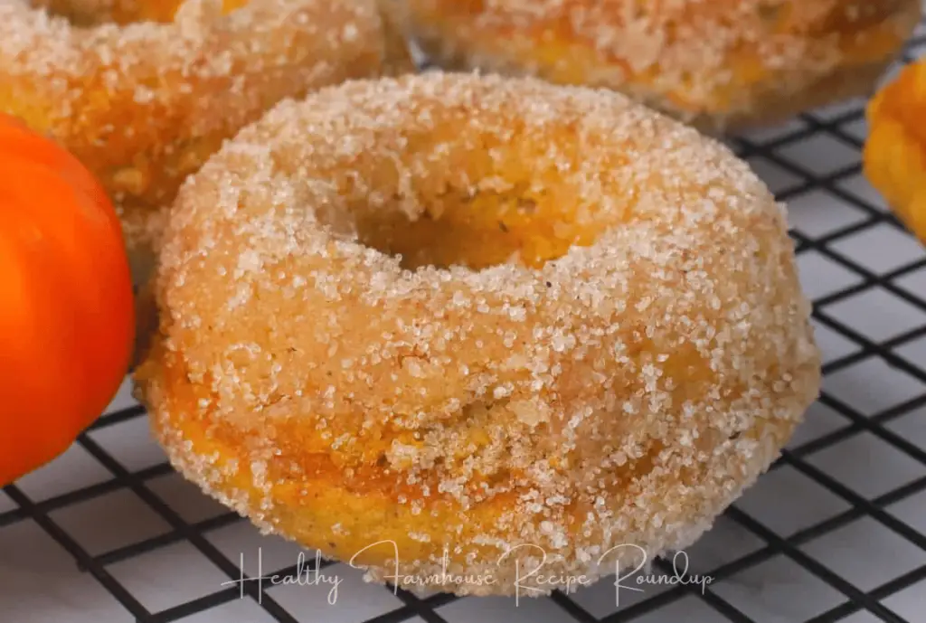 Pumpkin spice breakfast donut sprinkled with sugar
