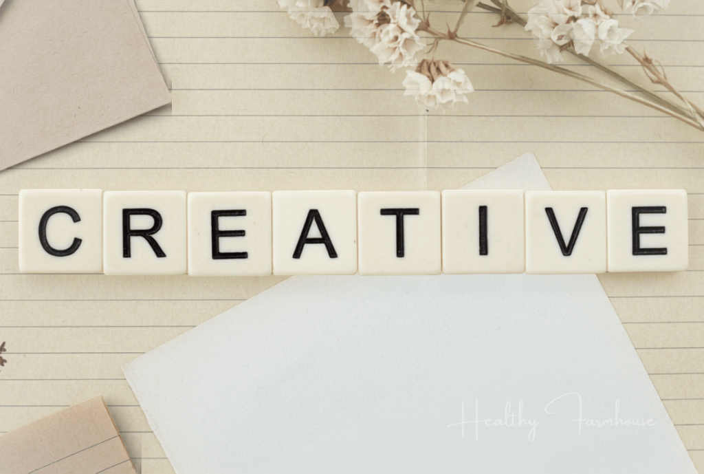 The word creative spelled out of blocks 